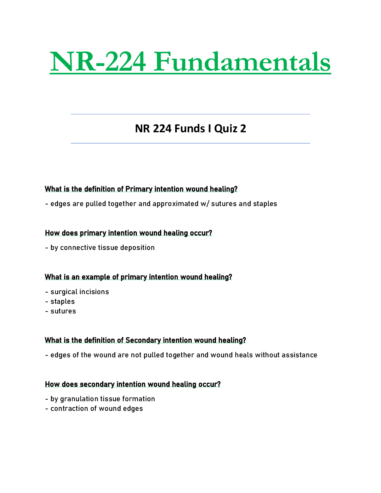 Preview of NR224 / NR 224 Quiz 2 Updated Fundamentals - Chamberlain